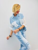 Chemise Détail Sequins Denim Chic