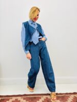 Jean Coupe Balloon En Denim Rayé