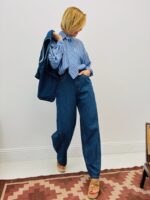 Chemise Rayée Bleu Ciel Avec Cravate Intégrée Esprit Tailoring – Image 4