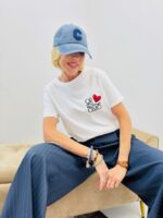 Tee-Shirt Blanc Broderie Cœur Rouge – Image 5