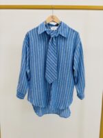 Chemise Rayée Bleu Ciel Avec Cravate Intégrée Esprit Tailoring – Image 2