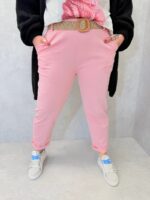 Pantalon Confort Rose Coupe Ajustée – Élégance Décontractée Grande Taille