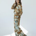 Pantalon Fluide Imprimé En Viscose Et Soie
