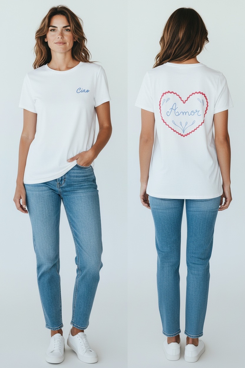 Photoroom_20260205_172346 T-Shirt En Coton Imprimé Cœur “Amor” – Image 1