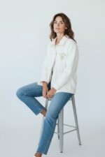 Veste Surchemise En Coton Broderie Fleur
