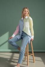 Chemise Patchwork Rayée Multicolore Esprit Créatif Chic – Image 2