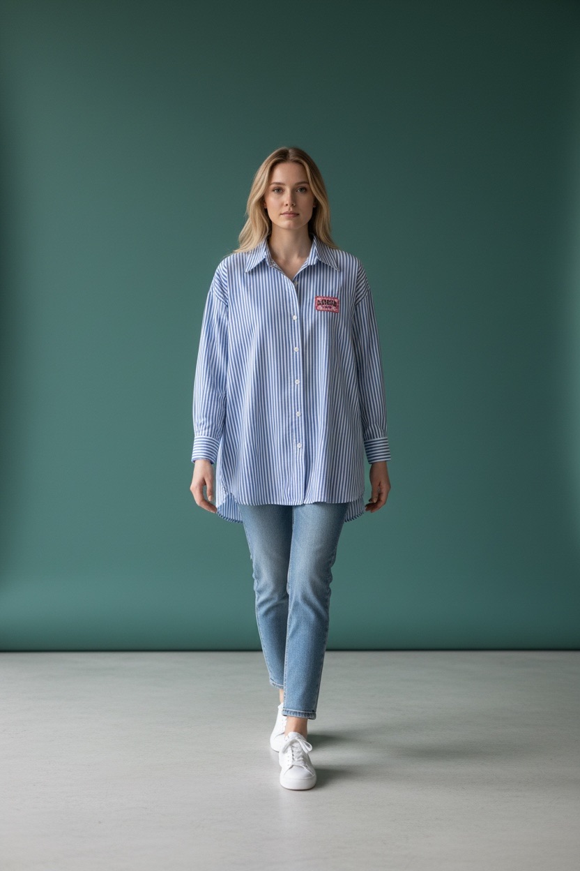 Photoroom_20260206_141849 Chemise Rayée À Patch Brodé Esprit Parisien – Image 1