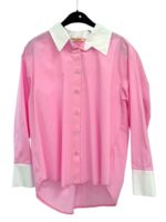 Chemise Rose À Col Et Poignets Blancs Élégance Intemporelle – Image 3