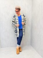 Veste Longue En Crochet Graphique Grande Taille