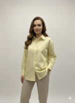 Chemise Unie À Col Classique En Coton Mélangé – Image 3